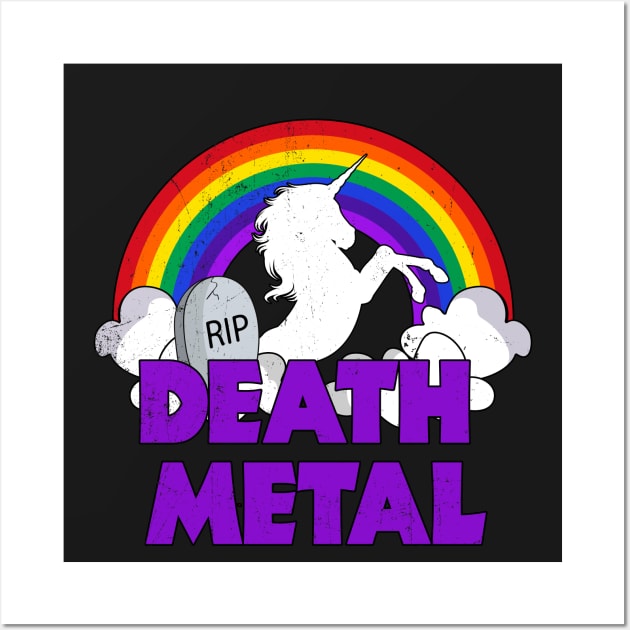 Unicorn Death Metal Rainbow Thunder Wall Art by underheaven